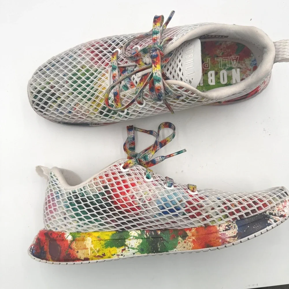 NOBULL All Pride Mesh Runner White Paint Splatter Trainer Shoes Men's 8.5 W10